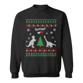 Dinosaurs And Santa Ugly Christmas Sweater Sweatshirt - Thegiftio