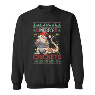 Merry Crickets Bearded Dragon Ugly Sweater Christmas Pajamas Sweatshirt Unisex | Mazezy