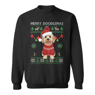 Merry Doodlemas Goldendoodle Wearing Ugly Christmas Sweater Sweatshirt | Mazezy