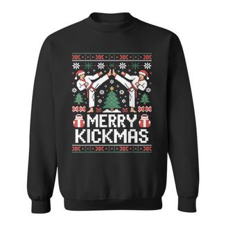 Merry Kickmas Karate Jiu Jitsu Ugly Christmas Sweatshirt | Mazezy