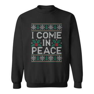 I Come I n Peace Couple Matching Knitted Ugly Christmas Xmas Sweatshirt Unisex | Mazezy