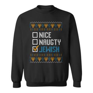 Nice Naughty Jewish Ugly Christmas Sweater Hanukkah Sweatshirt Unisex | Mazezy