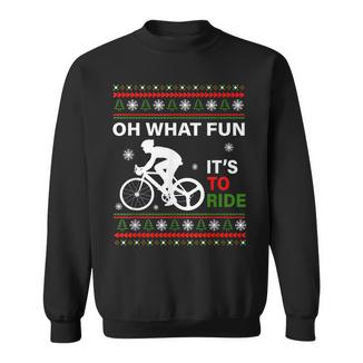 Oh What Fun Ugly Christmas Sweater Cycling Bicycle Sweatshirt Unisex | Mazezy