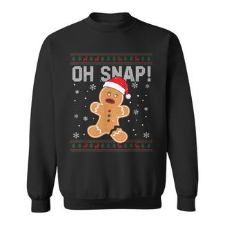Oh Snap Gingerbread Man Santa Hat Ugly Christmas Sweater Sweatshirt Unisex | Mazezy