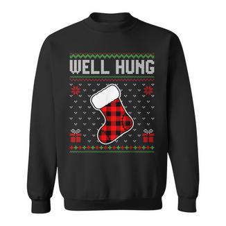 Retro Well Hung Ugly Christmas Sweater Couples Matching Xmas Sweatshirt Unisex | Mazezy
