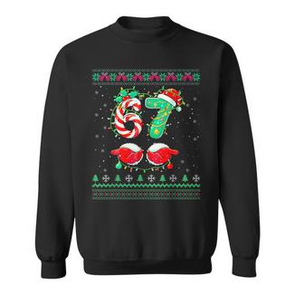 Santa Hands 67 Christmas Ugly Sweater Six Seven Meme 6 7 Sweatshirt - Monsterry