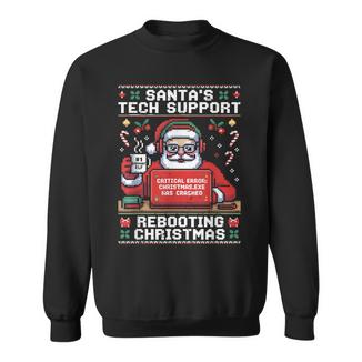 Santa's Tech Support Rebooting Christmas Ugly Santa Holiday Sweatshirt | Mazezy