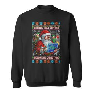 Santa's Tech Support Rebooting Christmas Ugly Sweater Sweatshirt - Thegiftio