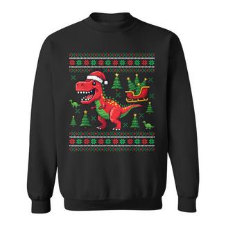 T-Rex Dinosaur Ugly Christmas Pajama Xmas Sweatshirt Unisex | Mazezy