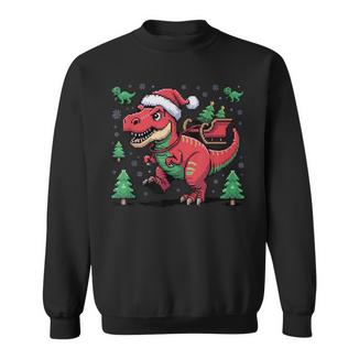 T-Rex Dinosaur Ugly Christmas Sweatshirt Unisex | Mazezy