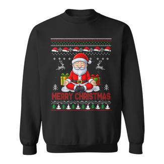 Ugly Merry Christmas Yoga Santa Claus Namasleigh Namaste Sweatshirt Unisex | Mazezy