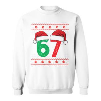 Six Seven Christmas 6 7 Ugly Christmas Sweater Tri-Blend Sweatshirt - Monsterry