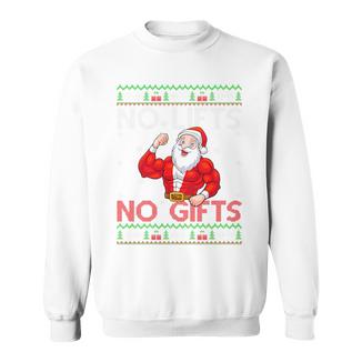 Weightlifting Workout Gym Santa Christmas Ugly Sweater Xmas Tri-Blend Sweatshirt - Monsterry