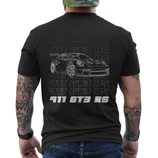 Exklusive 911 Gt3 Rsilhouette Meme Coin Motorsporte T-Shirt mit Rückendruck - Geschenkecke