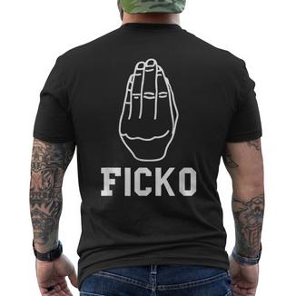 Lustige Italienische Handgeste Figgo Grafik Ficko T-Shirt mit Rückendruck - Geschenkecke