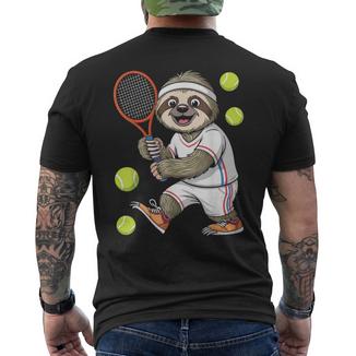 Tennis Faultier Lustig Geschenkpruch T-Shirt mit Rückendruck - Geschenkecke