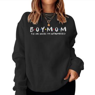 Boy Mom The One Where I'm Outnumbered Mama Mother's Day Women Sweatshirt - Monsterry