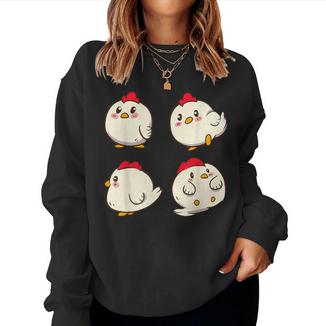 Chicken Chickens Cute Kawaii Anime Kawaii Japan レディーススウェットシャツ - Kawaiitshirt