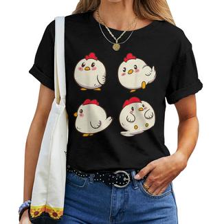 Chicken Chickens Cute Kawaii Anime Kawaii Japan レディースTシャツ - Kawaiitshirt