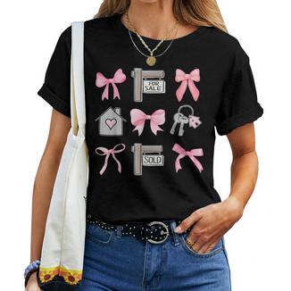 Cute Realtor Bow Coquette Real Estate Agent Woman Mother Day Women T-shirt | Mazezy