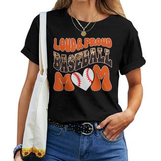 Loud Proud Baseball Mom Orange Team Leopard Baseball Mom Women T-shirt - Thegiftio