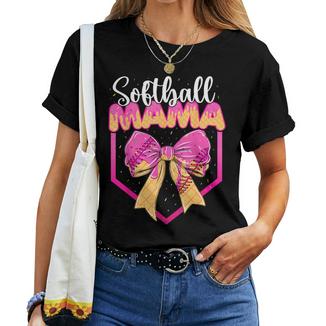 Softball Mom Drip Ice Cream Drip Sprinkle Mama Bow Women T-shirt - Thegiftio