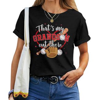 That's My Grandson Out There Baseball Grandma Mother's Day Women T-shirt | Mazezy