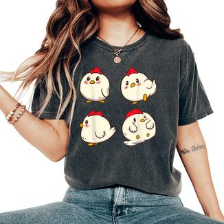 Chicken Chickens Cute Kawaii Anime Kawaii Japan レディースオーバーサイズコンフォートTシャツ - Kawaiitshirt