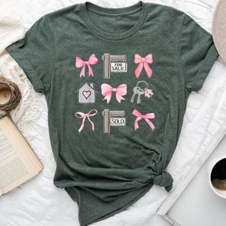 Cute Realtor Bow Coquette Real Estate Agent Woman Mother Day Bella Canvas T-shirt | Mazezy