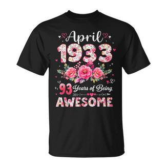 93歳 1933年4月 花柄 93歳 誕生日 男性 女性 Tシャツ - Kawaiitshirt