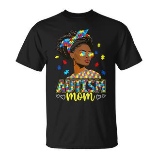 Black Afro Autism Mom American Autism Awareness Month T-Shirt - Thegiftio