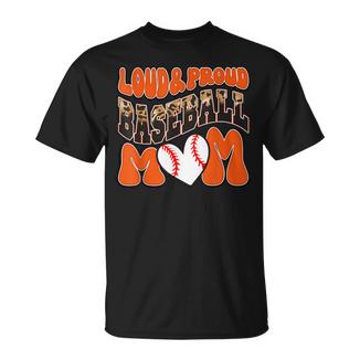 Loud Proud Baseball Mom Orange Team Leopard Baseball Mom T-Shirt - Thegiftio
