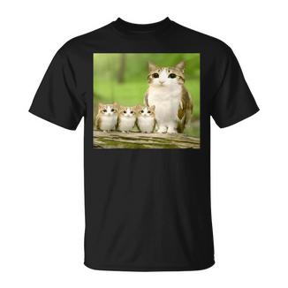 Meowl Mom With Babies Meolws Cat Owl Cute Brainrot T-Shirt - Monsterry