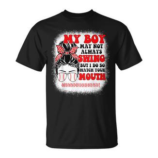 Messy Bun Softball Mom My Boy May Not Always Swing But I Do T-Shirt - Monsterry