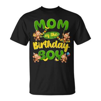 Mom Of The Birthday Boy Monkey Family Matching Party T-Shirt - Thegiftio
