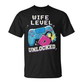Nivel De Esposa Desbloqueado Divertido Compromiso Gamer Meme Camiseta unisex - Regaloses