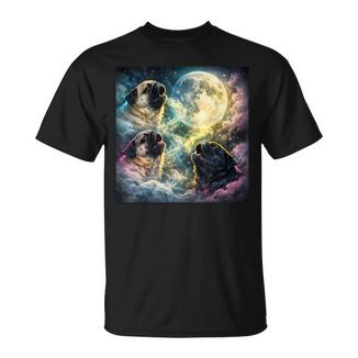 Vintage Pug Youth Life Dad Mom Retro Dog Howling Moon T-Shirt - Thegiftio