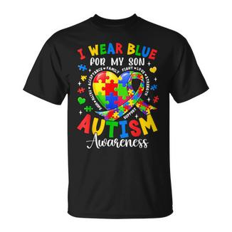 I Wear Blue For My Son Autism Awareness For Autism Mom T-Shirt - Thegiftio