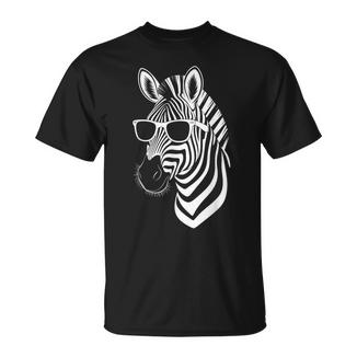 サングラス付きゼブラ おもしろゼブラ Tシャツ - Kawaiitshirt
