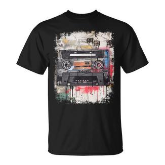 レトロスタイル オールドスクールミュージックテープ カセット ヴィンテージ ミックステープ 長袖tシャツ Tシャツ - Kawaiitshirt