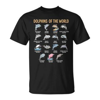 世界のイルカ 種チャート 教育 海洋生物 Tシャツ - Kawaiitshirt