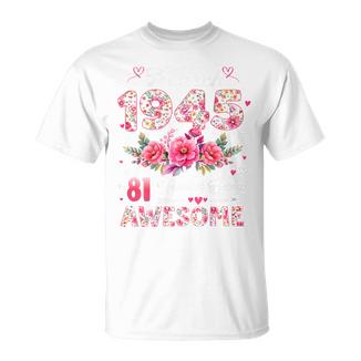 オンバック 81歳 1945年3月 花柄 81歳の誕生日 Tシャツ - Kawaiitshirt