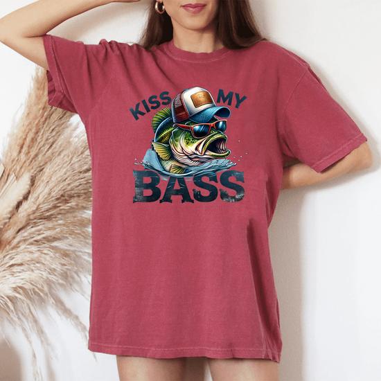 Kiss My-Bass Fishing Fisherman Men Women's Oversized Comfort T